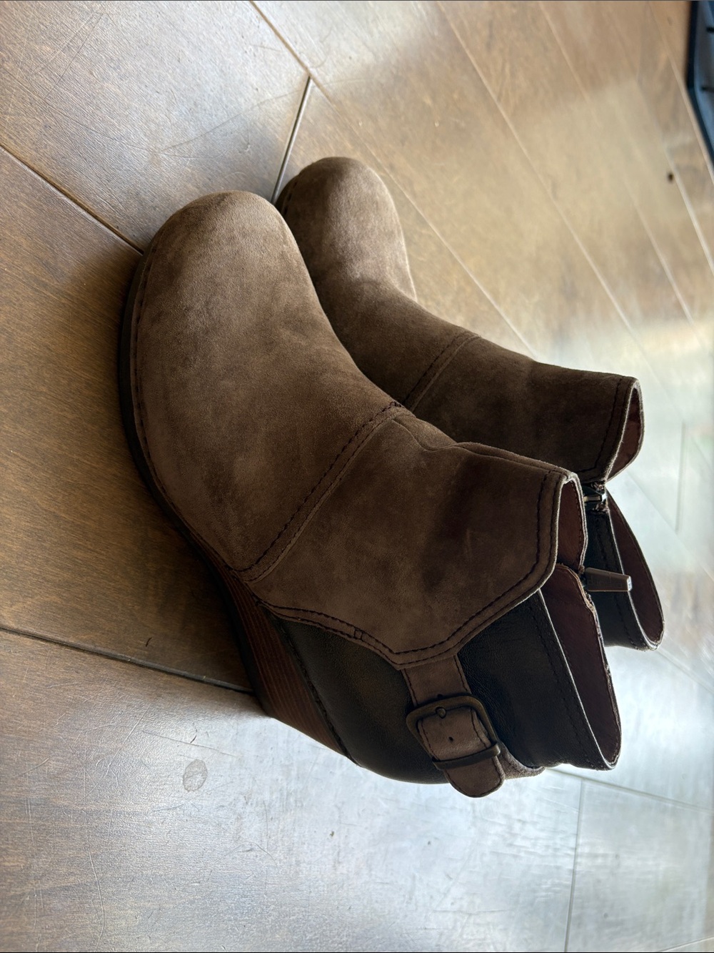 Dansko Brown Suede Buckle Ankle Booties